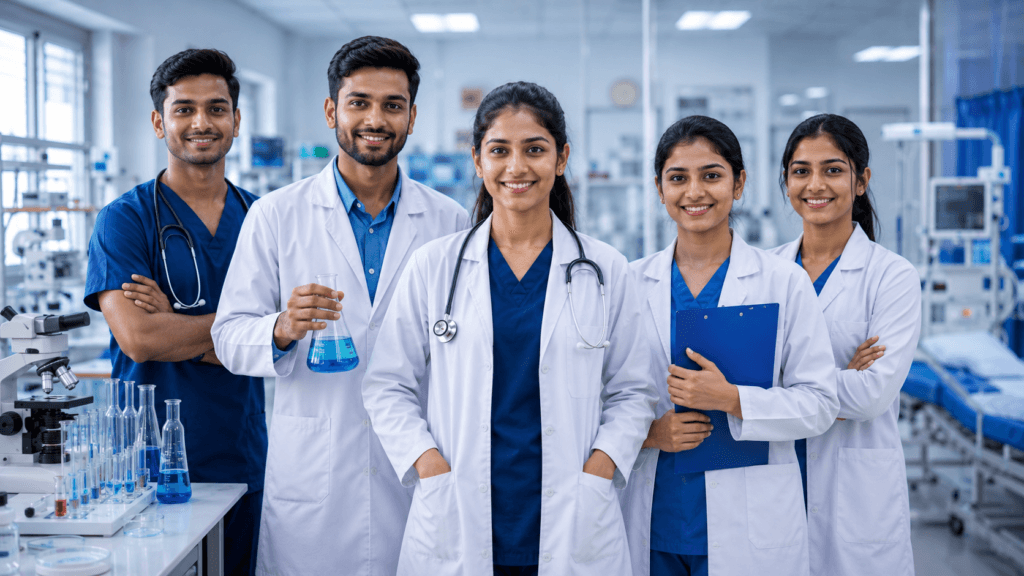 High-salary paramedical careers after 12th Science in Kolkata with healthcare students
